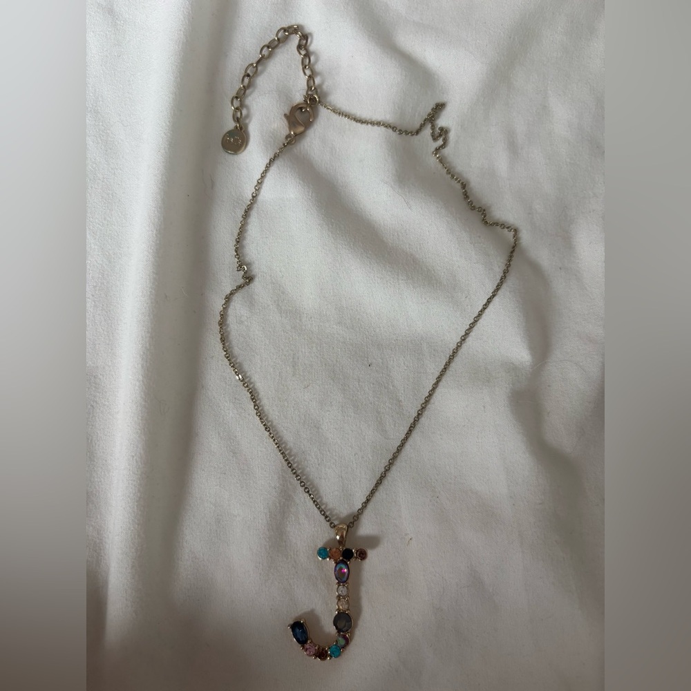 Elegant Multicolor J Pendant Necklace